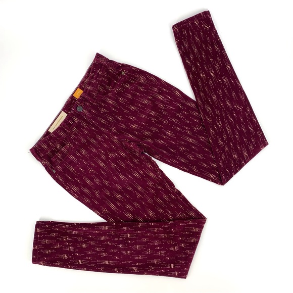 Anthropologie Pilcro and the Letterpress Burgundy/Cream Serif Skinny Cords, 25 - Picture 1 of 16